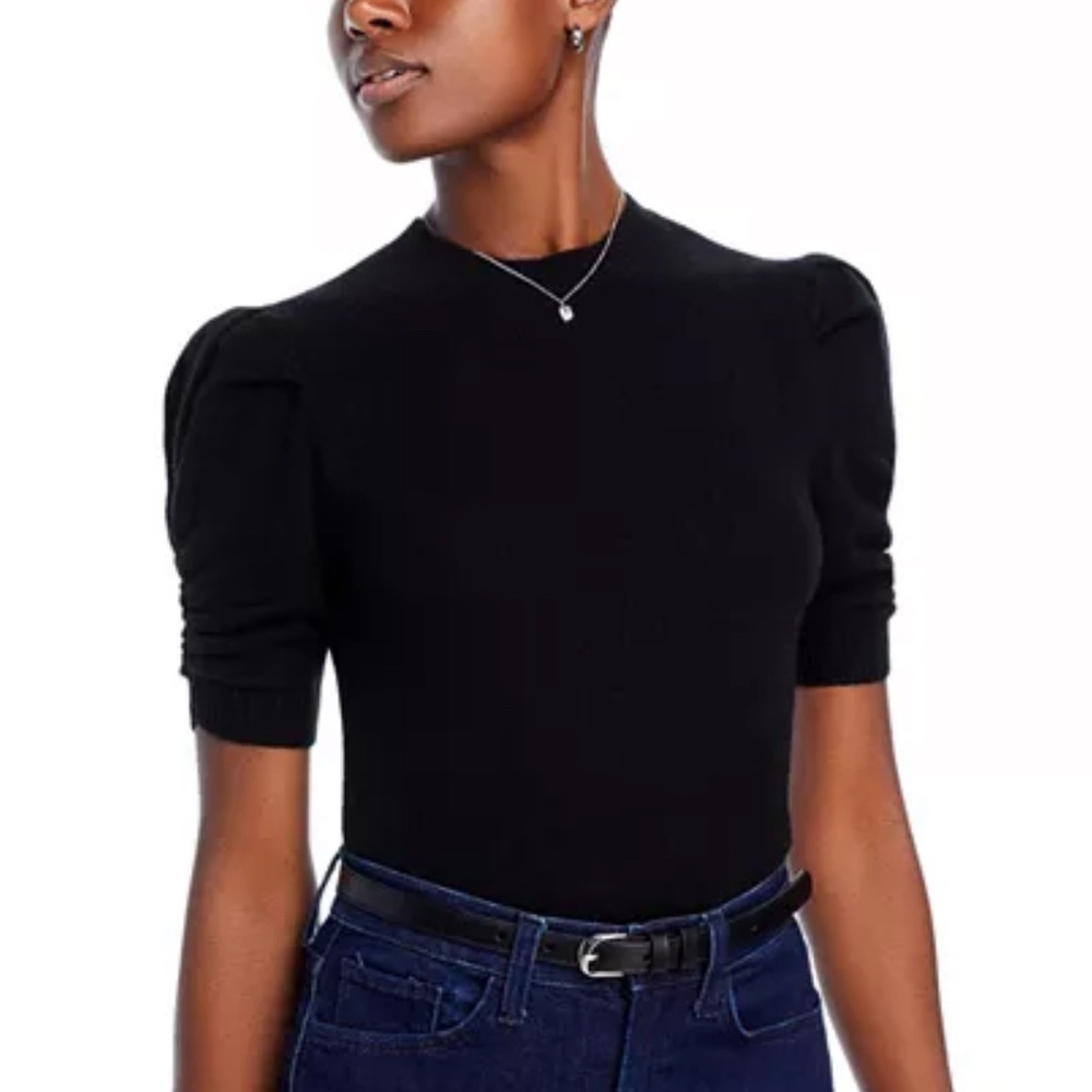 Frame Ruched Cashmere/Wool Sweater- In Noir